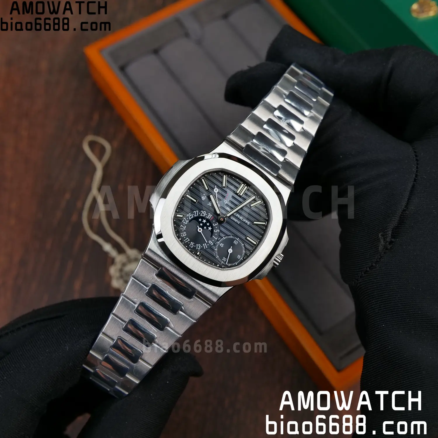 Patek Philippe Nautilus 5712 SS UMI Factory 1:1 Best Edition Blue Dial on SS Bracelet Free spring 71 1e6acb04088281a AMO Watch