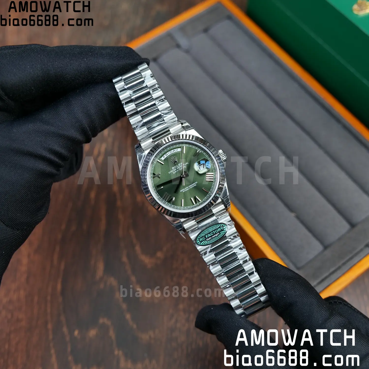 Rolex Day Date 40 SS 228236 RCF 1:1 Best Edition Green Roman Dial on President Bracelet VR3255 (211g) 46 2024d0320e451d9 AMO Watch