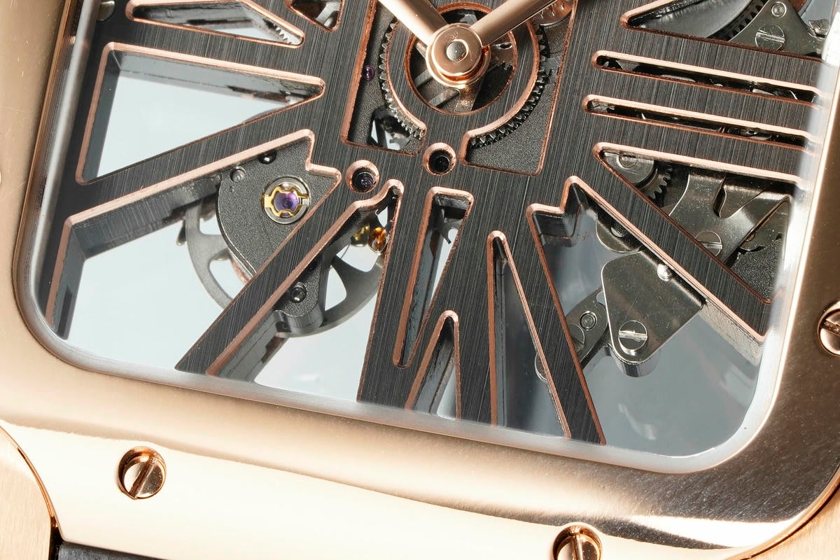 Cartier Santos Skeleton RG RICH 1:1 Best Edition Skeleton Dial on Brown Leather Strap 9611MC Super Clone V2 23 2062861360eeaed 阿默表行AmoWatch