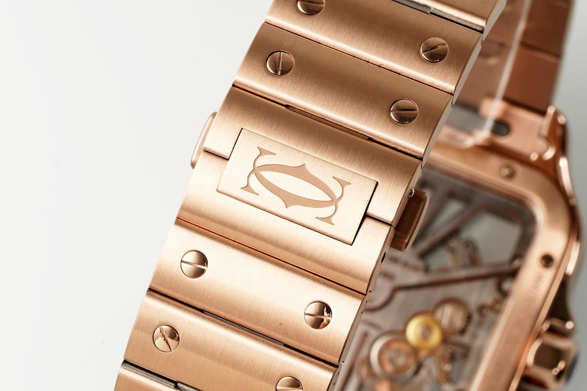 Cartier Santos Skeleton RG RICH 1:1 Best Edition Skeleton Dial on RG Bracelet 9611MC Super Clone V2 24 208d179fec18f90 阿默表行AmoWatch