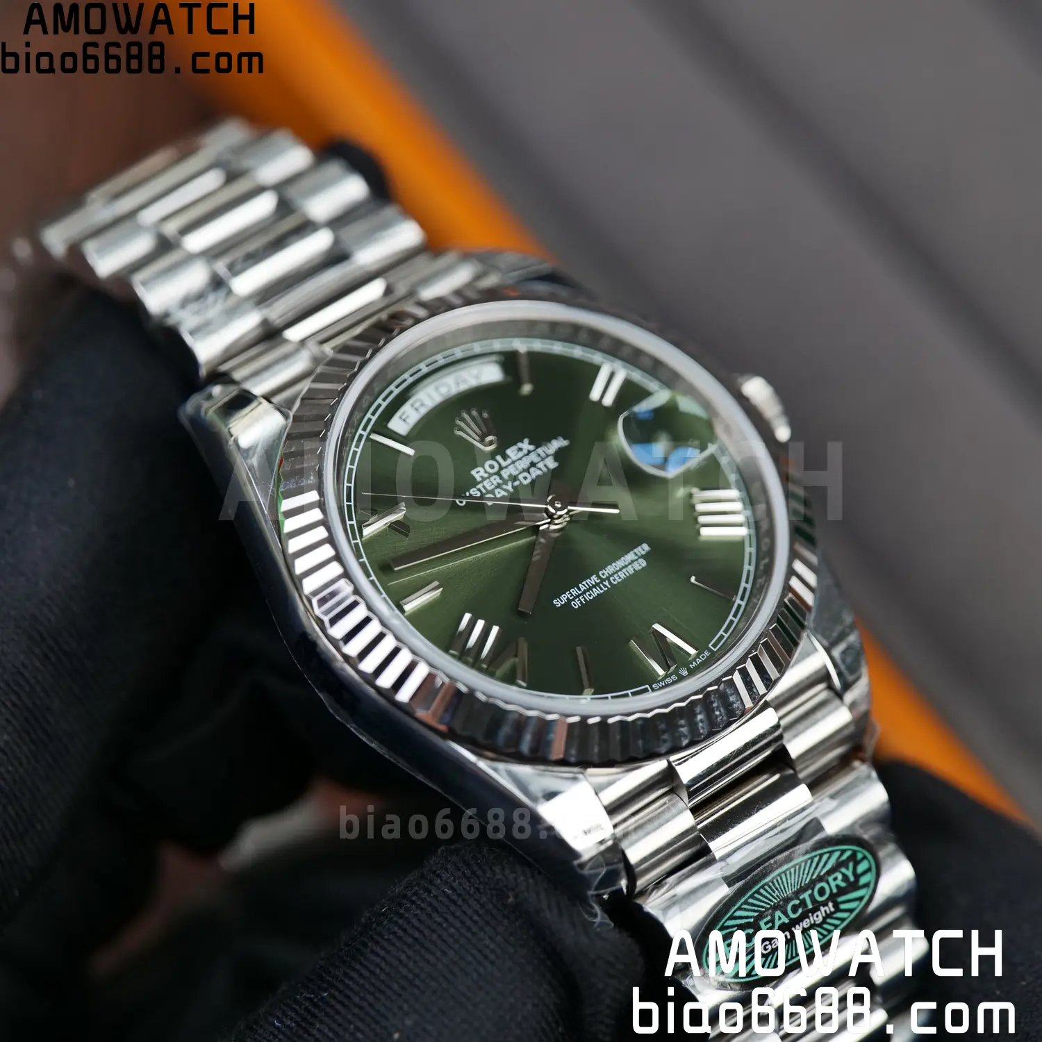 Rolex Day Date 40 SS 228236 RCF 1:1 Best Edition Green Roman Dial on President Bracelet VR3255 (211g) 50 217c070874f3768 AMO Watch