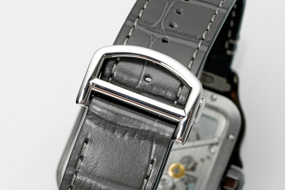 Cartier Santos Skeleton SS/PVD RICH 1:1 Best Edition Skeleton Dial on Black Leather Strap 9611MC Super Clone V2 27 23a6d9b64dcb8ed AMO Watch
