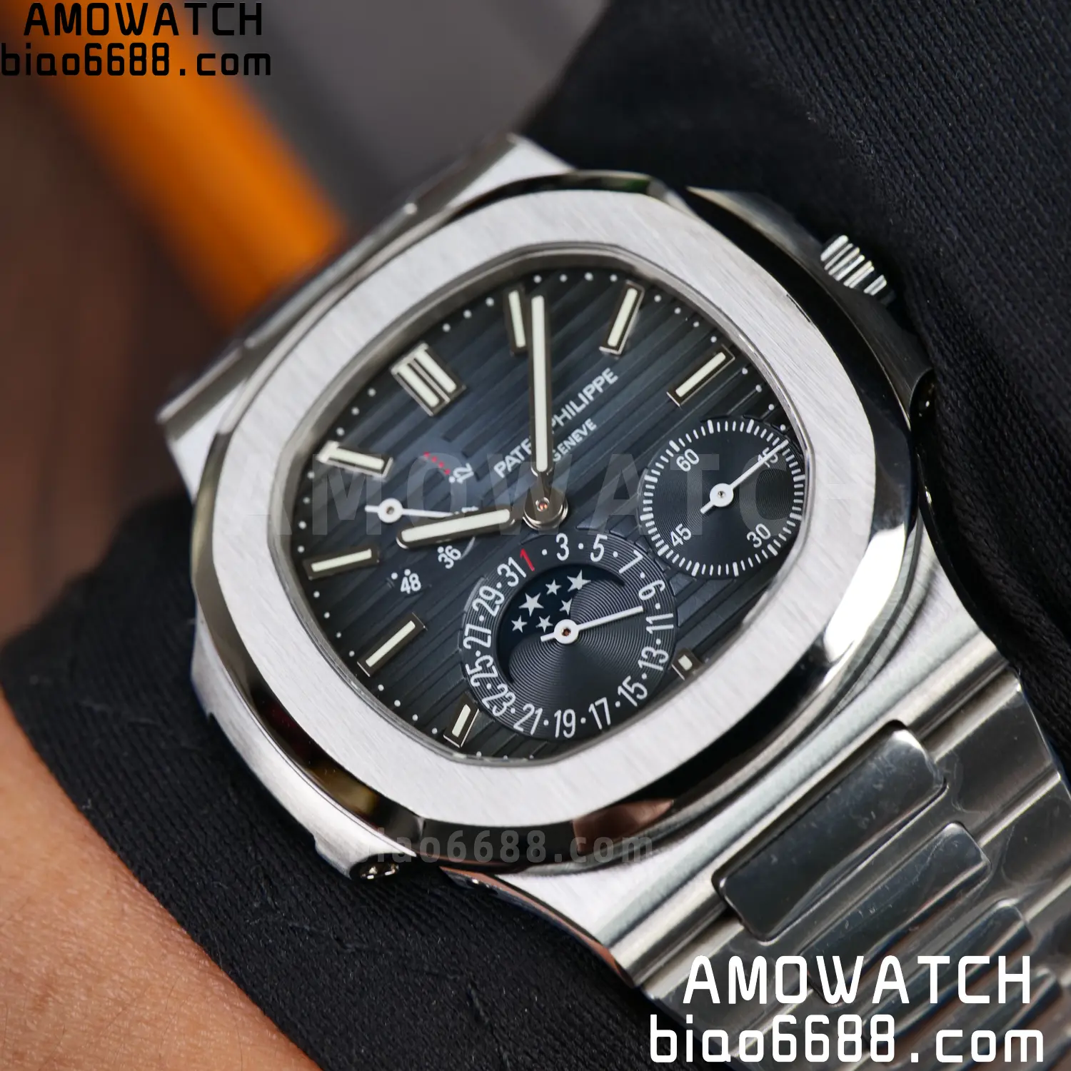 Patek Philippe Nautilus 5712 SS UMI Factory 1:1 Best Edition Blue Dial on SS Bracelet Free spring 96 23f21170f3fe93c AMO Watch