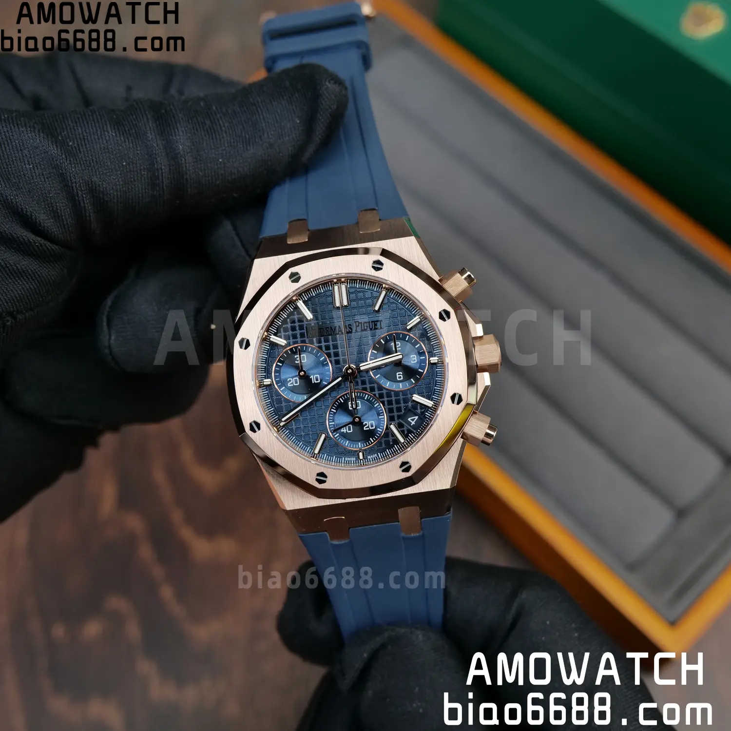 AP Royal Oak Chrono 26240 RG DDF 1:1 Best Edition White Dial on Blue Rubber Strap DD4401 Super Clone Weight (SW Dial) 22 2414f01bdaa388c AMO Watch