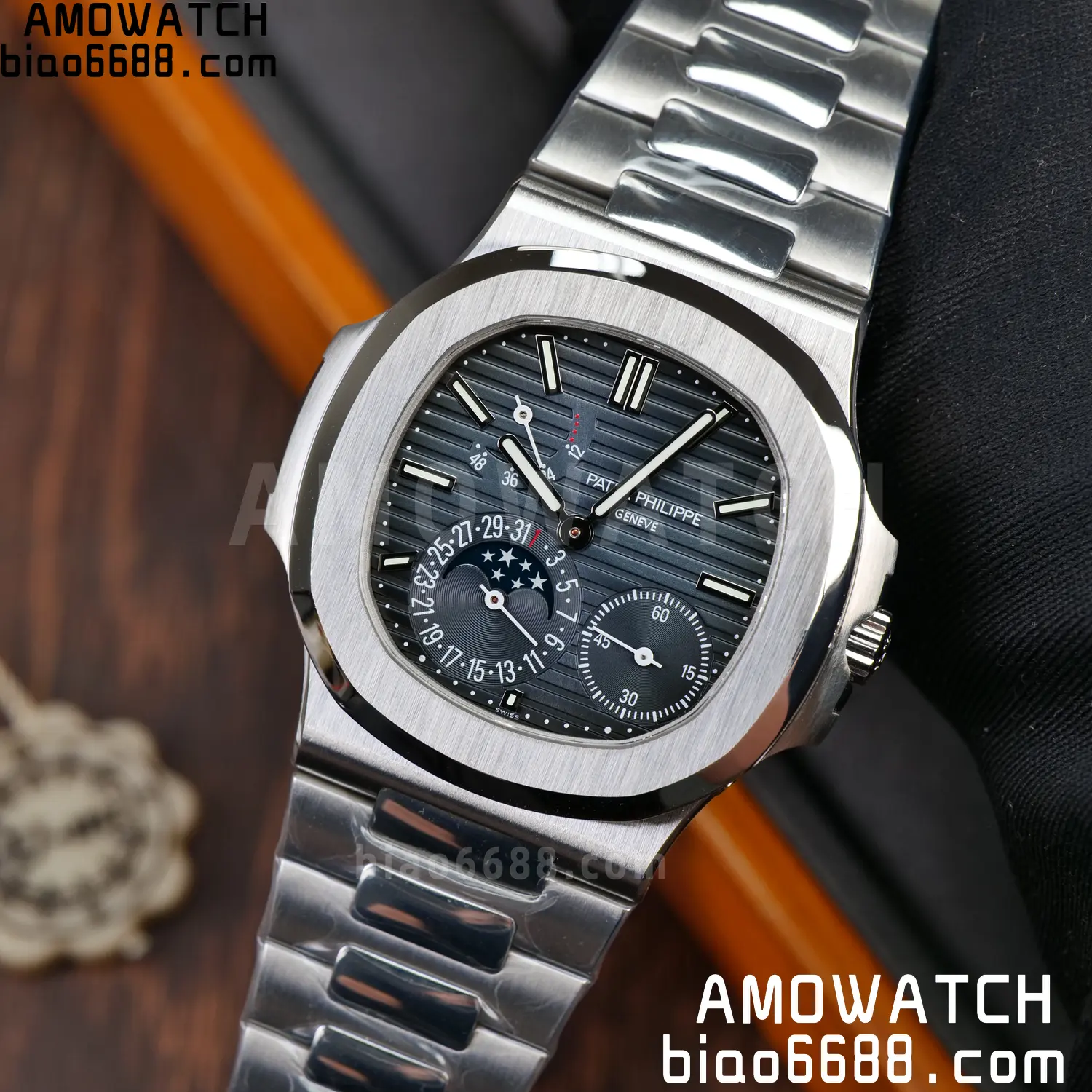 Patek Philippe Nautilus 5712 SS UMI Factory 1:1 Best Edition Blue Dial on SS Bracelet Free spring 82 26d422753fa2bb6 AMO Watch