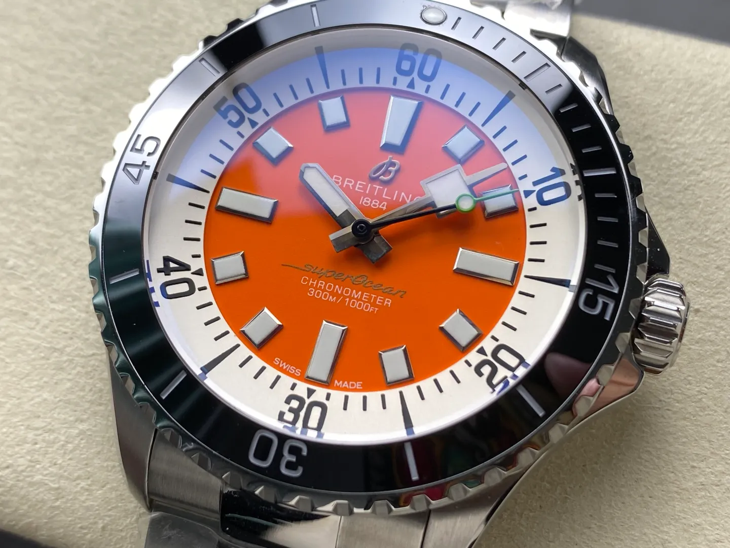 Breitling Superocean 44 SS TF Factory 1:1 Best Edition Black Ceramic Bezel Orange Dial on SS Bracelet A2824 21 28e5bae603d19a9 AMO Watch