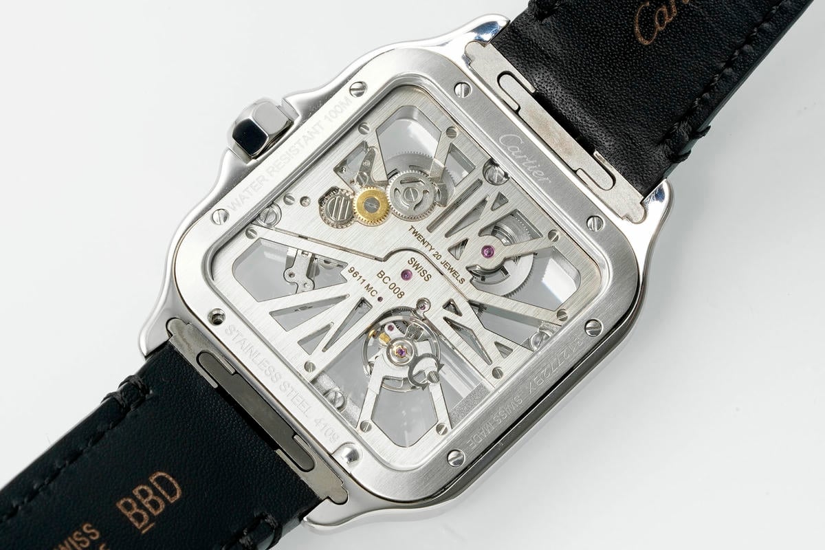 Cartier Santos Skeleton SS/YG RICH 1:1 Best Edition Skeleton Dial on Black Leather Strap 9611MC Super Clone V2 27 2c5c2cff1e3bb90 阿默表行AmoWatch