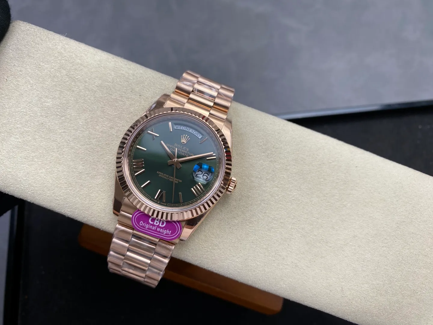 Rolex Day Date 40 RG CBDF 1:1 Best Edition Green Roman Dial on President Bracelet VR3255 (210g) 26 2f5faf2528afd08 AMO Watch
