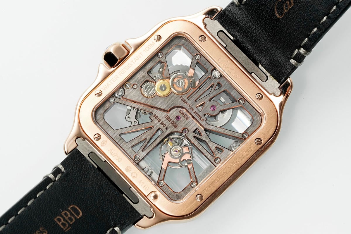 Cartier Santos Skeleton RG RICH 1:1 Best Edition Skeleton Dial on Brown Leather Strap 9611MC Super Clone V2 24 30a10a8e8b6c9be 阿默表行AmoWatch