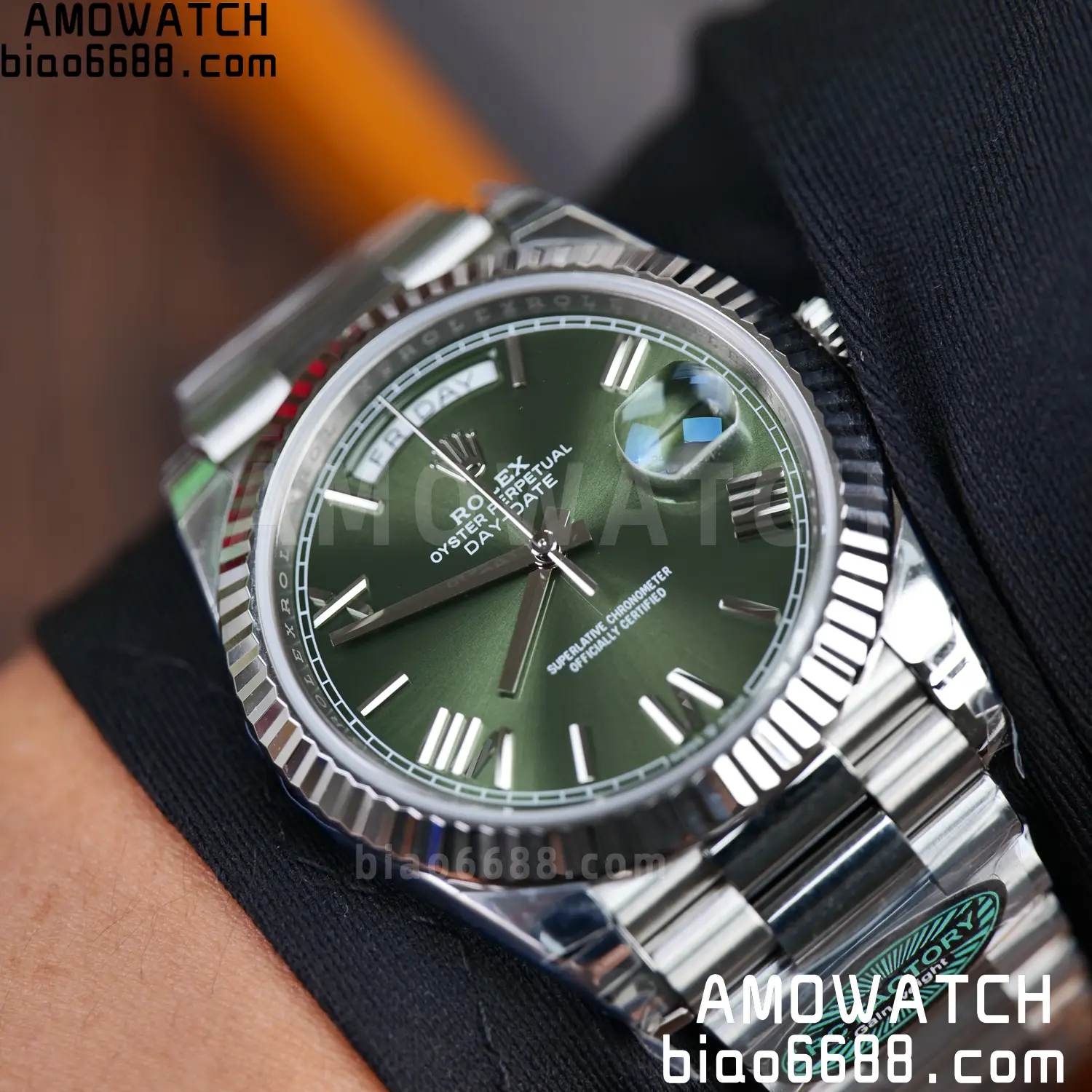 Rolex Day Date 40 SS 228236 RCF 1:1 Best Edition Green Roman Dial on President Bracelet VR3255 (211g) 62 32202760e0bbf62 AMO Watch
