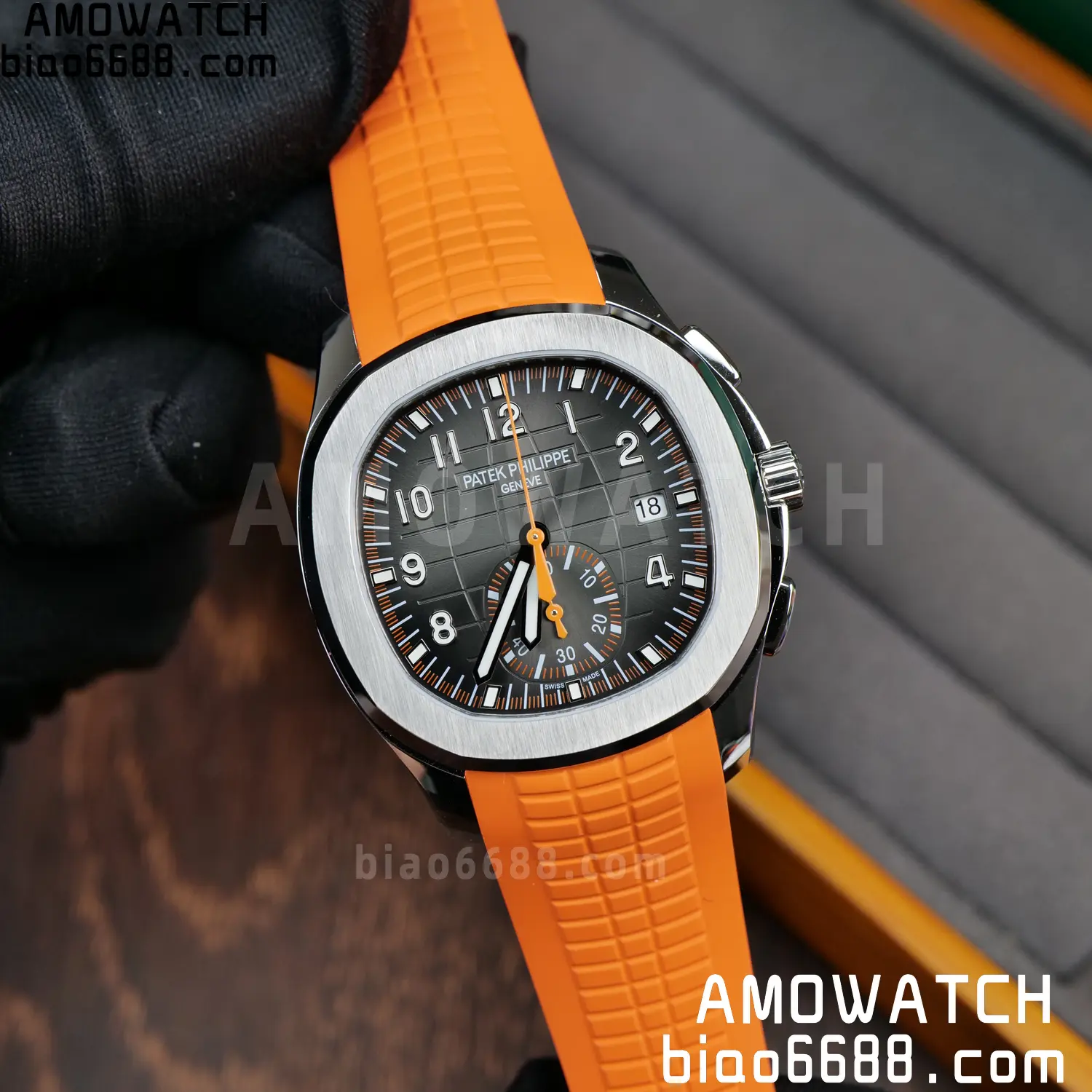 PP Aquanaut 5968 SS DDF 1:1 Best Edition Gray Dial on Orange Rubber Strap A520 63 347de75b0e7f1e0 AMO Watch