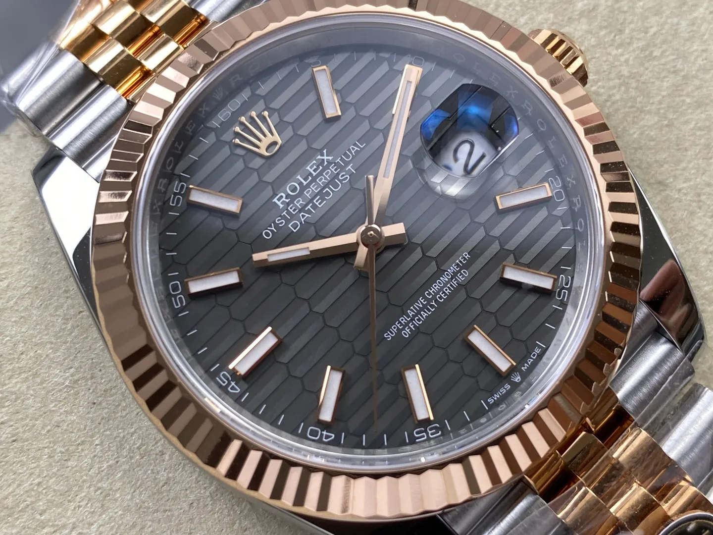 Rolex DateJust 41 126331 RWF 1:1 Best Edition Gray Textured Stick Dial on Jubilee Bracelet JH3235 (Free Sprung) 31 352a00ba67e054d 阿默表行AmoWatch