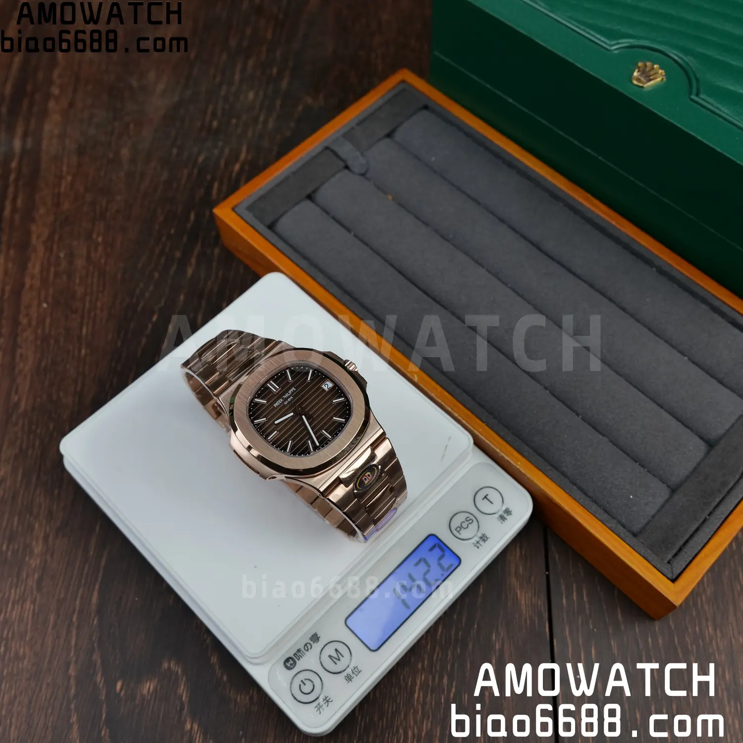 PP Nautilus 5711 RG DDF 1:1 Best Edition Brown Textured Dial on RG Bracelet DD324 (Weighted) 33 3eda1a79c4b312c AMO Watch