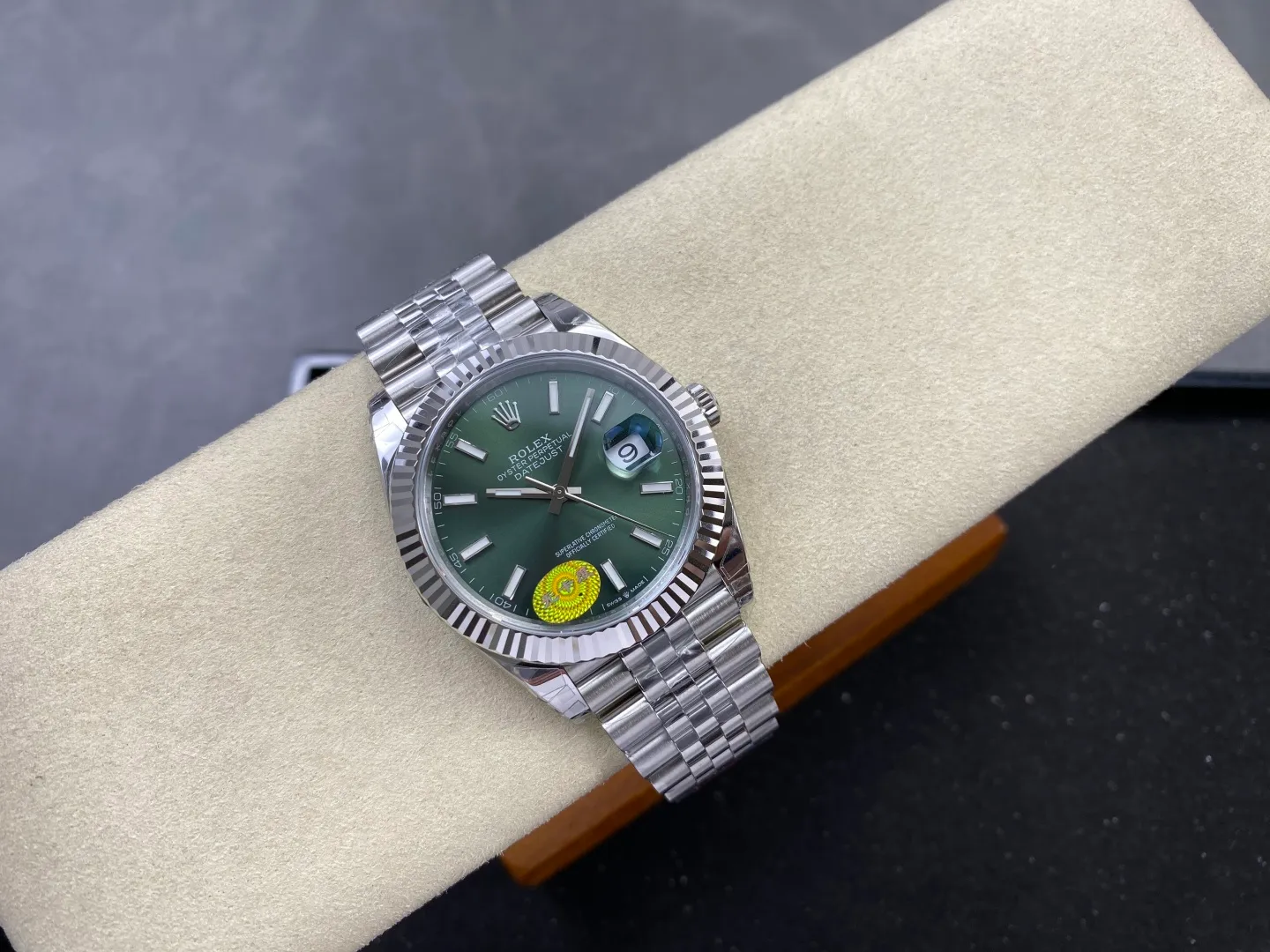 ROLEX DateJust 41mm SS 126334 VSF 1:1 Best Edition 904L Steel Green Stick Dial on Jubilee Bracelet V2s (Free Sprung) 31 3f51eea65db765d AMO Watch