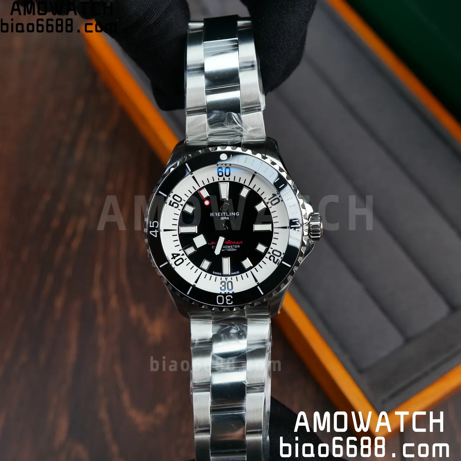 Breitling Superocean 44 SS TF Factory 1:1 Best Edition Black Dial on SS Bracelet A2824 61 42f6b1c15320742 AMO Watch