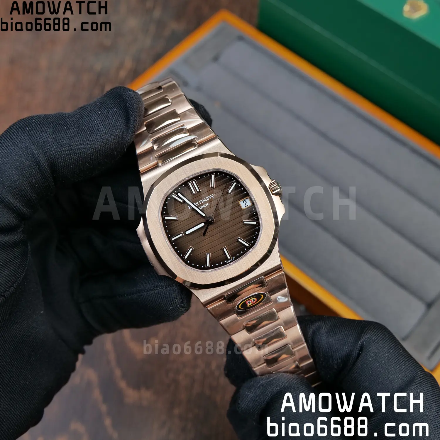 PP Nautilus 5711 RG DDF 1:1 Best Edition Brown Textured Dial on RG Bracelet DD324 (Weighted) 37 4530037c69b4dac AMO Watch