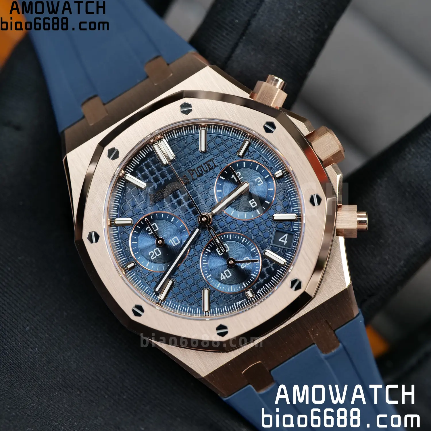 AP Royal Oak Chrono 26240 RG DDF 1:1 Best Edition White Dial on Blue Rubber Strap DD4401 Super Clone Weight (SW Dial) 29 45423a7a036cd82 AMO Watch