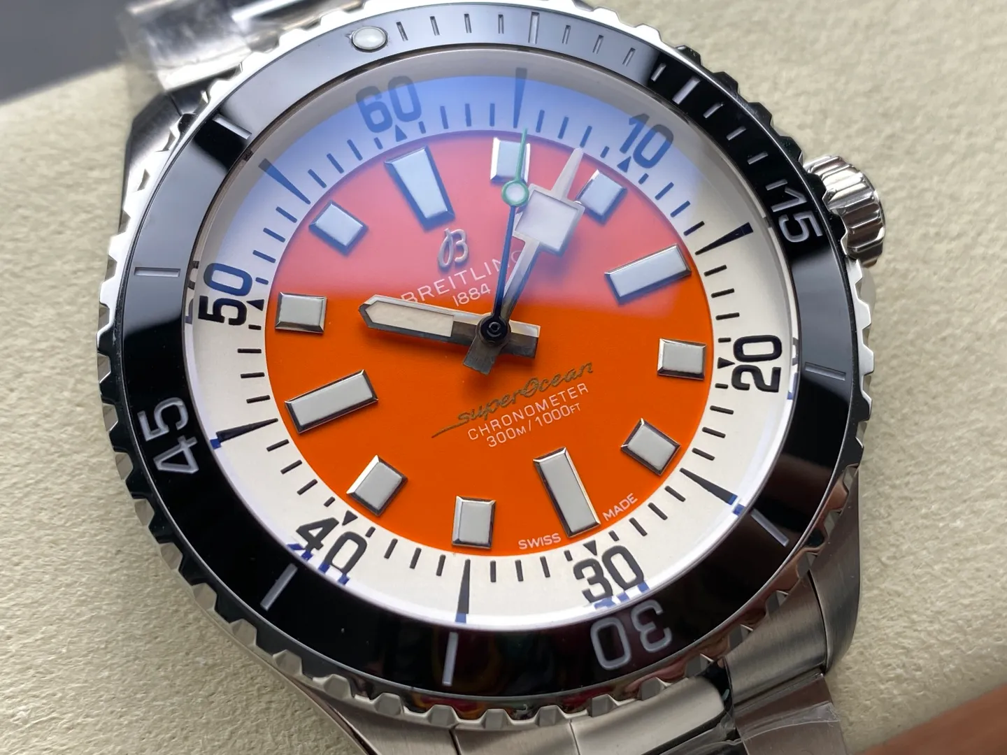 Breitling Superocean 44 SS TF Factory 1:1 Best Edition Black Ceramic Bezel Orange Dial on SS Bracelet A2824 23 481b57f46c5295c AMO Watch