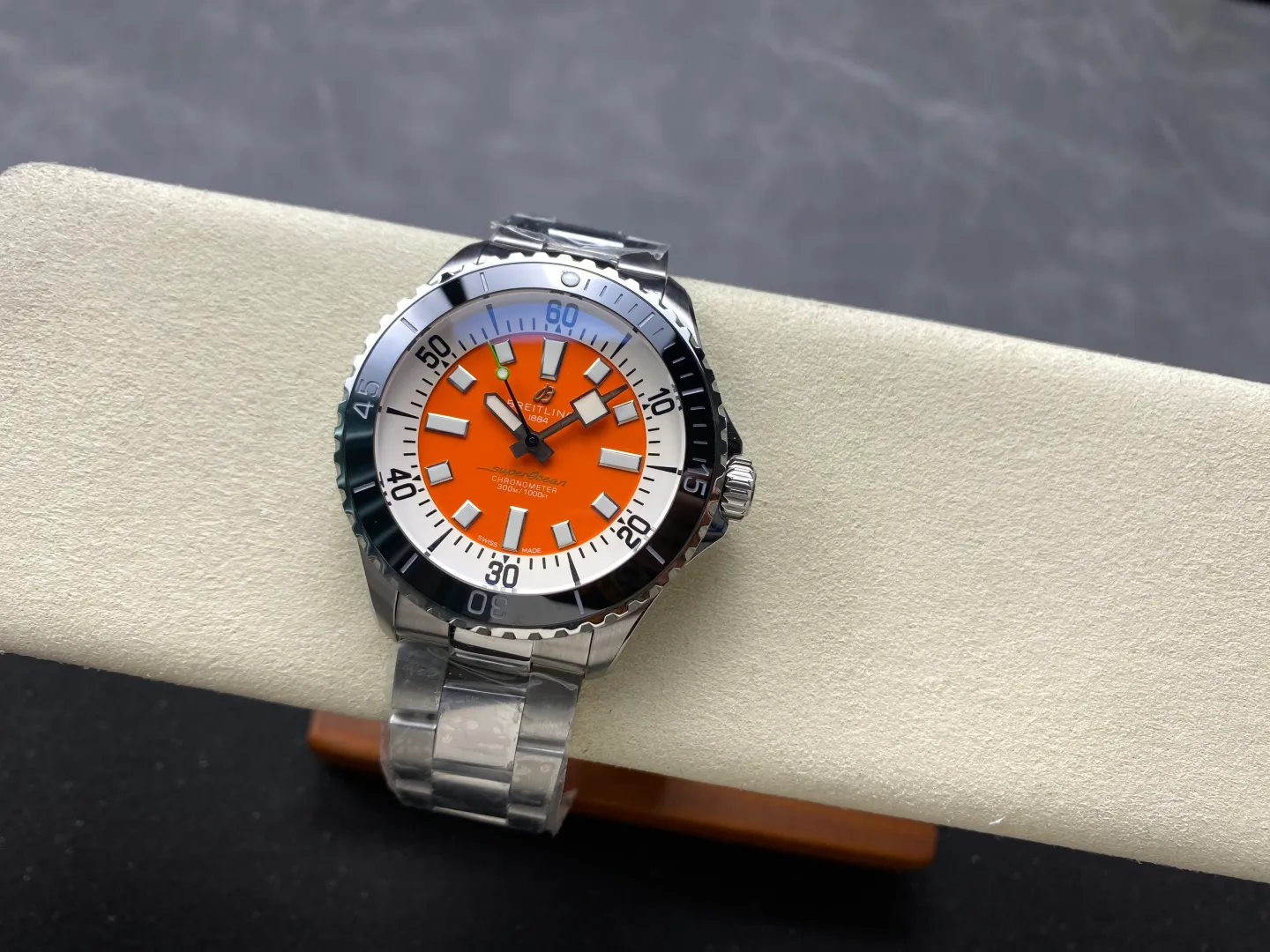 Breitling Superocean 44 SS TF Factory 1:1 Best Edition Black Ceramic Bezel Orange Dial on SS Bracelet A2824 20 4989ba8d80e979e AMO Watch