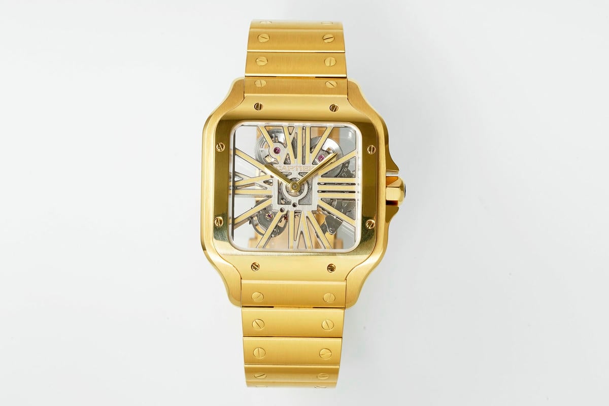 Cartier Santos Skeleton YG RICH 1:1 Best Edition Skeleton Dial on YG Bracelet 9611MC Super Clone V2 19 4af43ec813b712b 阿默表行AmoWatch