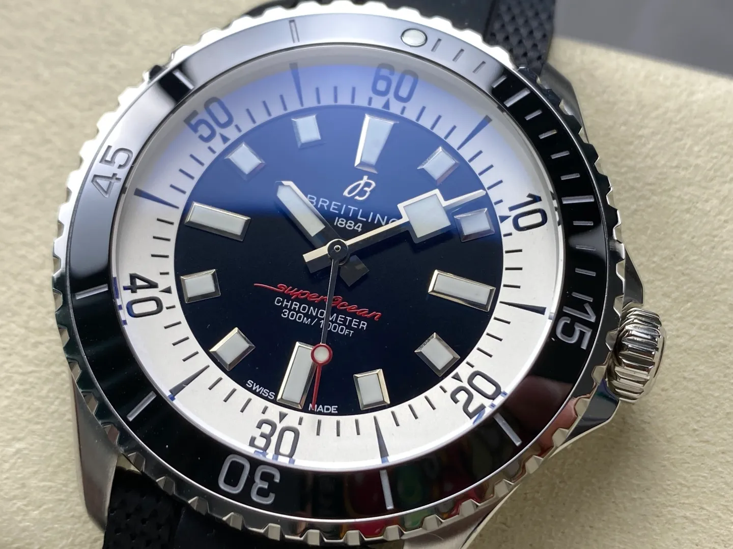 Breitling Superocean 44 SS TF Factory 1:1 Best Edition Black Ceramic Bezel Blue Dial on Black Rubber Strap A2824 21 512819ab89224e3 AMO Watch