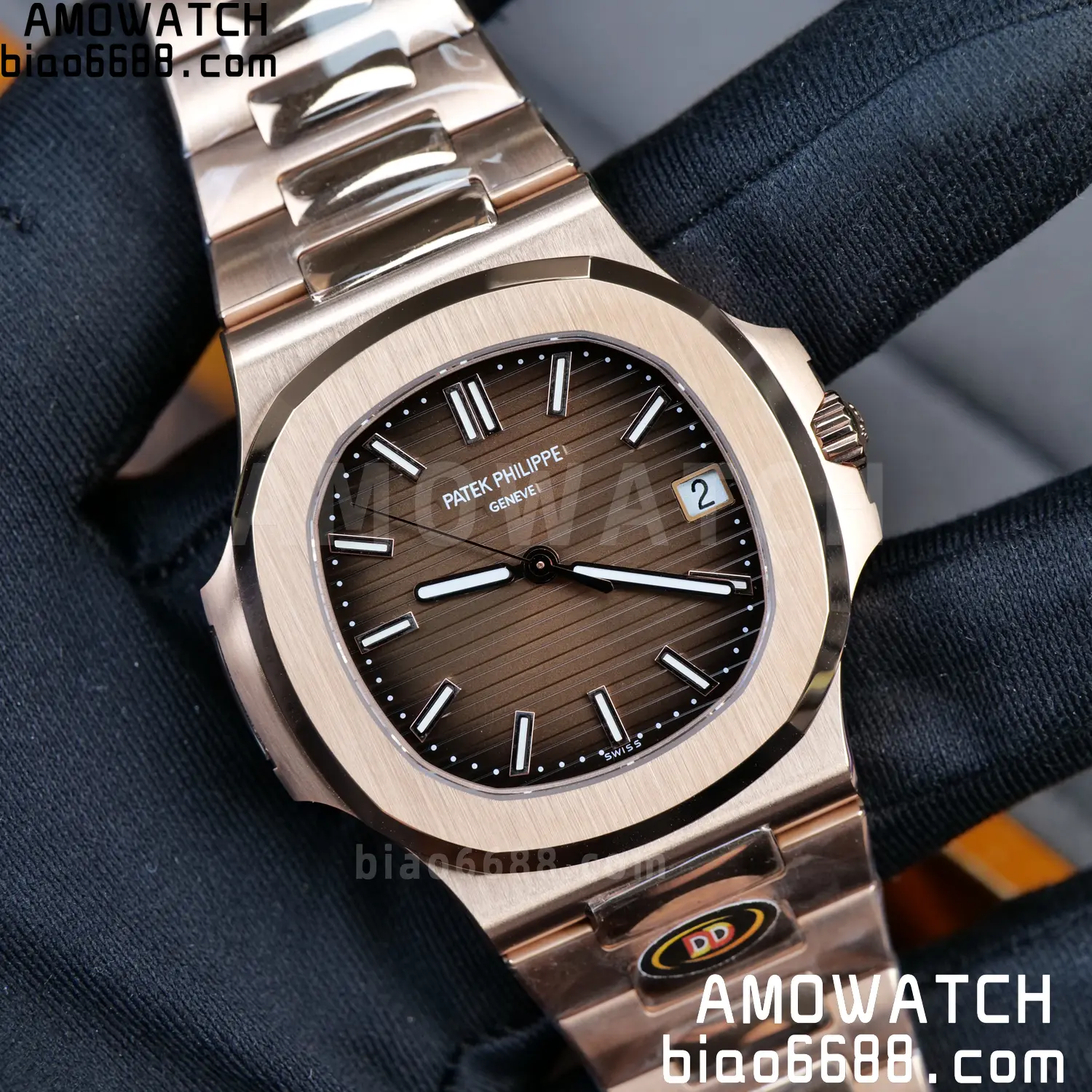 PP Nautilus 5711 RG DDF 1:1 Best Edition Brown Textured Dial on RG Bracelet DD324 (Weighted) 43 530510683a6ede4 AMO Watch