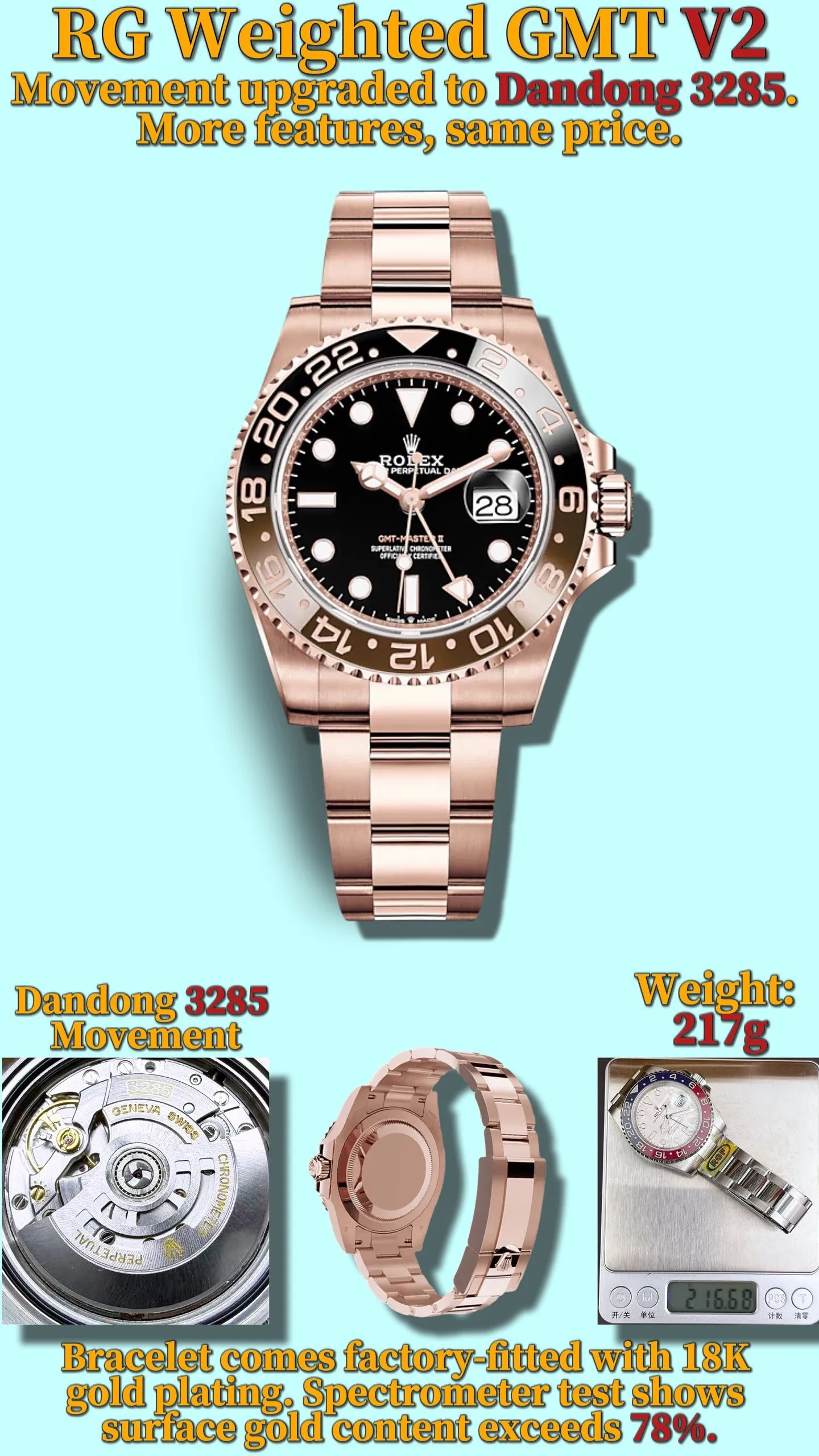 Rolex GMT-Master II RG 126715 BLRO RGF RCF 1:1 Best Edition Brown Dial V2 217g (Weighted) 3 5473a0e7cca04ca 1 AMO Watch
