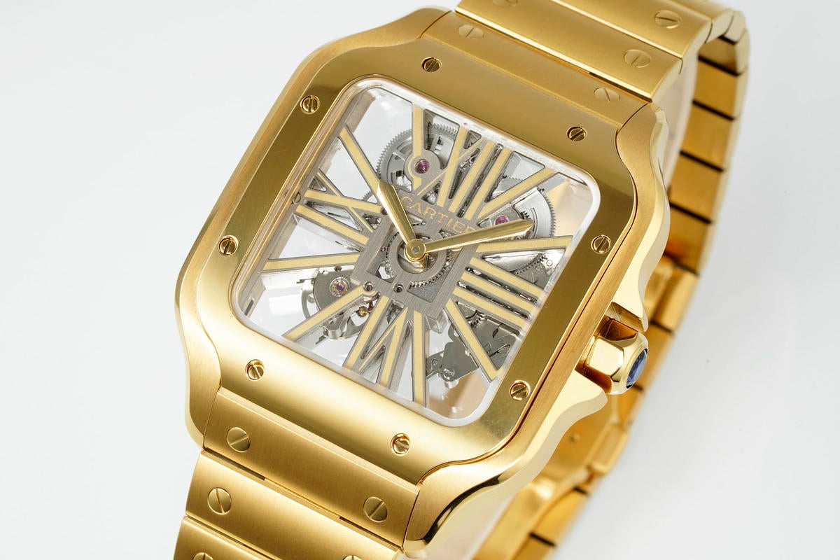 Cartier Santos Skeleton YG RICH 1:1 Best Edition Skeleton Dial on YG Bracelet 9611MC Super Clone V2 21 562488c5ef8cbf1 阿默表行AmoWatch