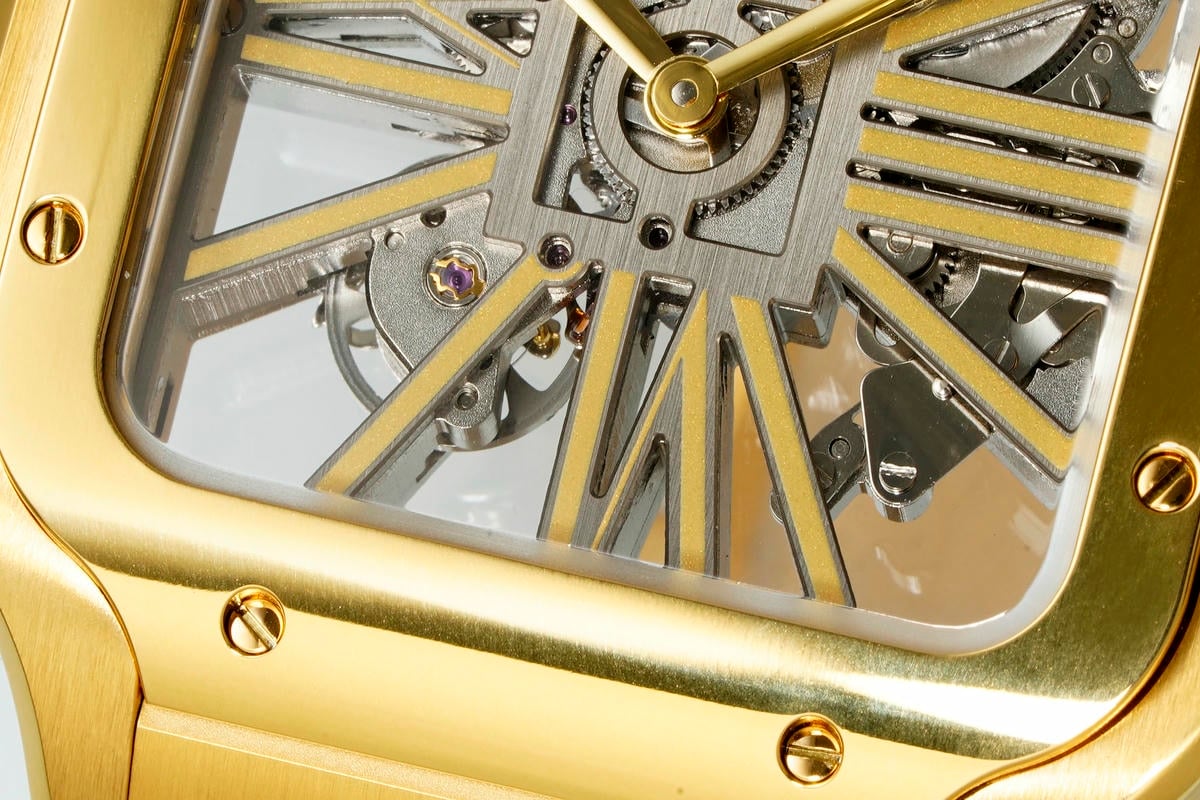 Cartier Santos Skeleton YG RICH 1:1 Best Edition Skeleton Dial on YG Bracelet 9611MC Super Clone V2 23 5937401ac5aa779 阿默表行AmoWatch
