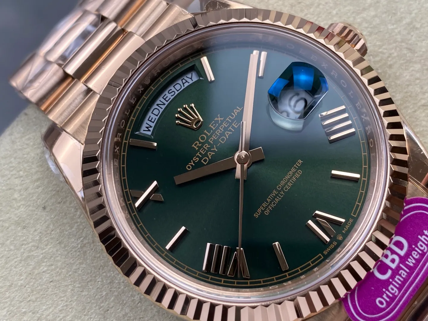 Rolex Day Date 40 RG CBDF 1:1 Best Edition Green Roman Dial on President Bracelet VR3255 (210g) 23 5d1233692aa4f6a AMO Watch