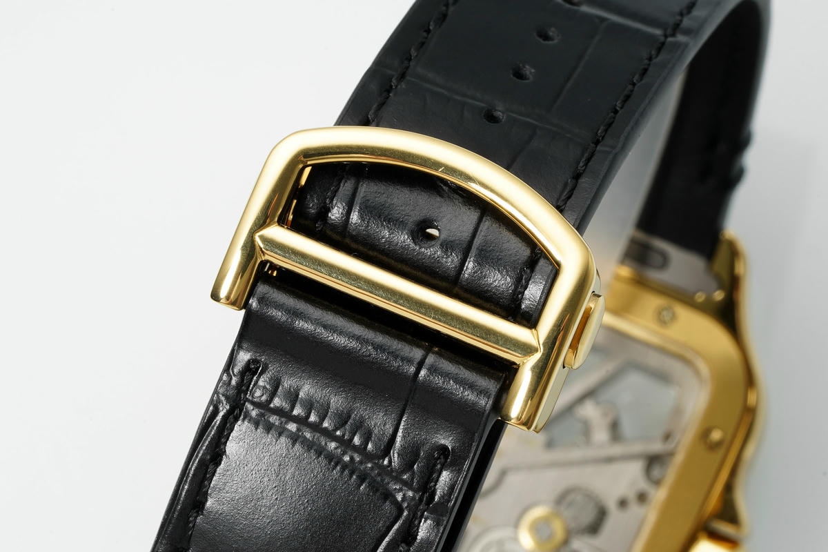 Cartier Santos Skeleton YG RICH 1:1 Best Edition Skeleton Dial on Black Leather Strap 9611MC Super Clone V2 27 5ffb9be81037c80 阿默表行AmoWatch