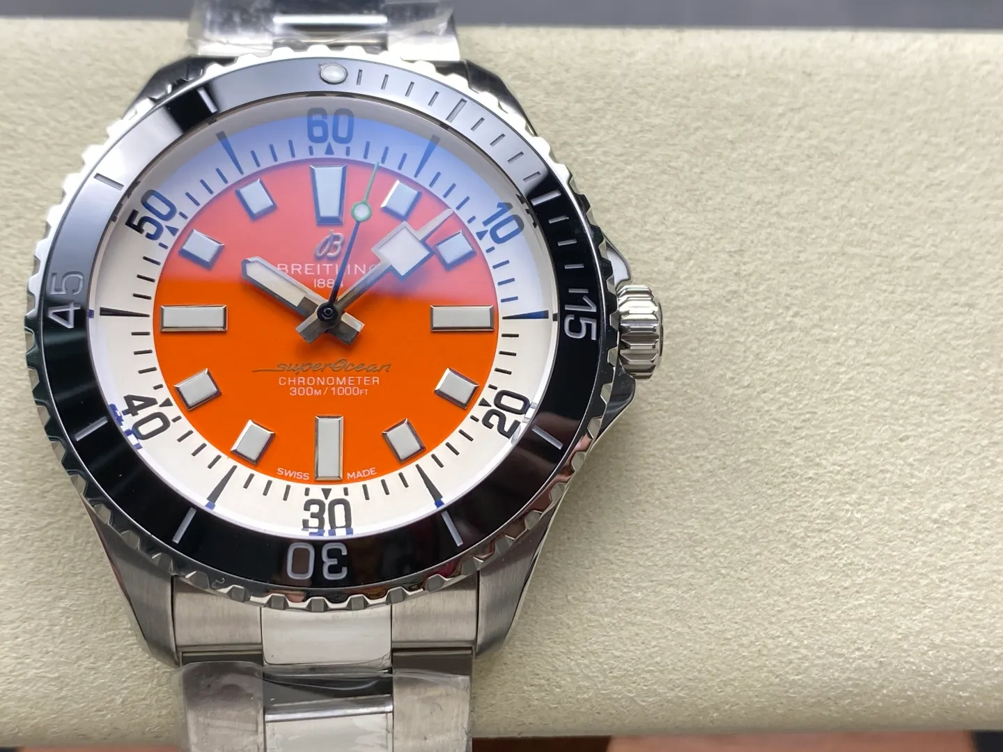 Breitling Superocean 44 SS TF Factory 1:1 Best Edition Black Ceramic Bezel Orange Dial on SS Bracelet A2824 19 6372e454600b410 AMO Watch
