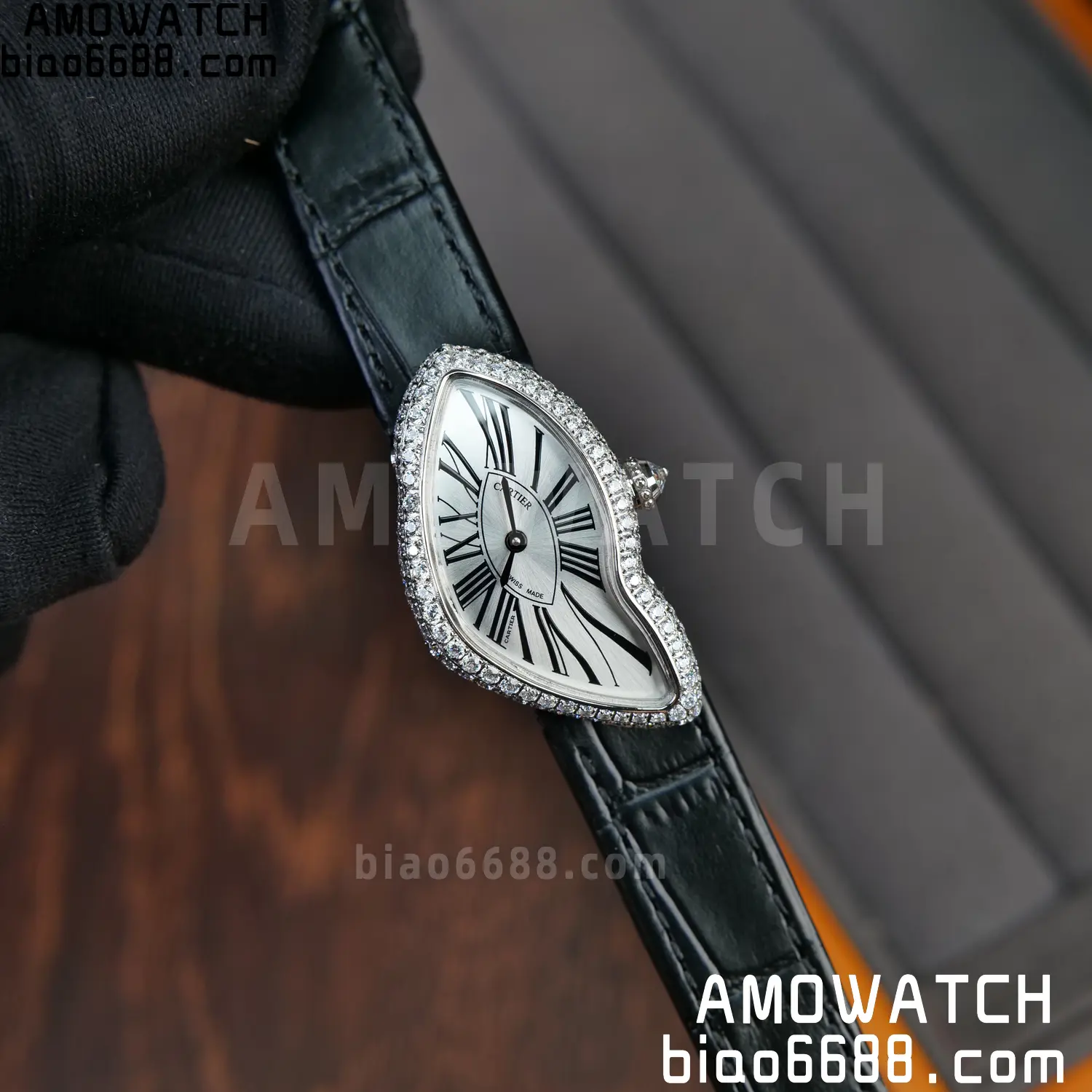 Cartier CRASH 23mm SS White dial Quartz Black Strap 20 6f989af307add64 阿默表行AmoWatch