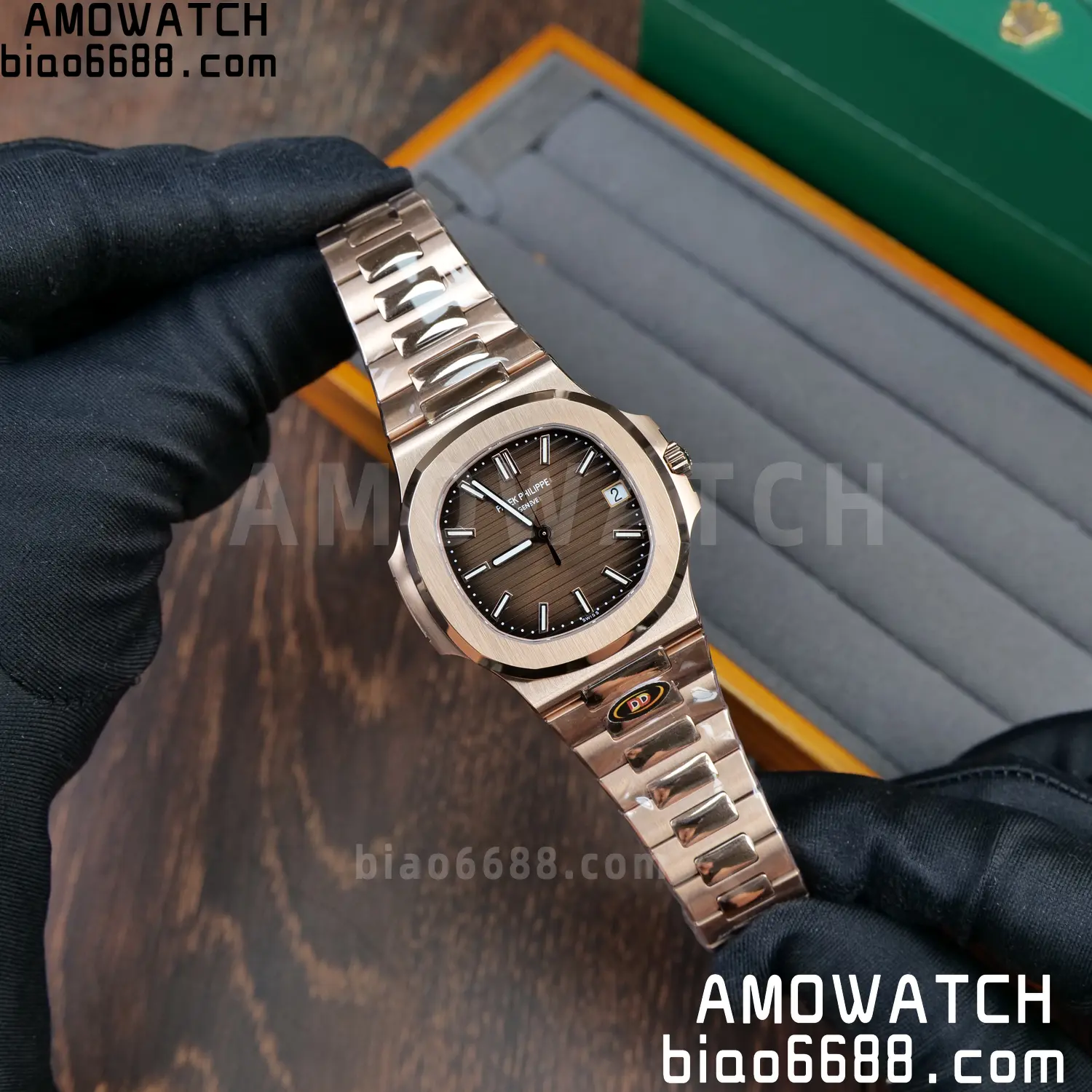 PP Nautilus 5711 RG DDF 1:1 Best Edition Brown Textured Dial on RG Bracelet DD324 (Weighted) 35 75677367f6567c1 AMO Watch