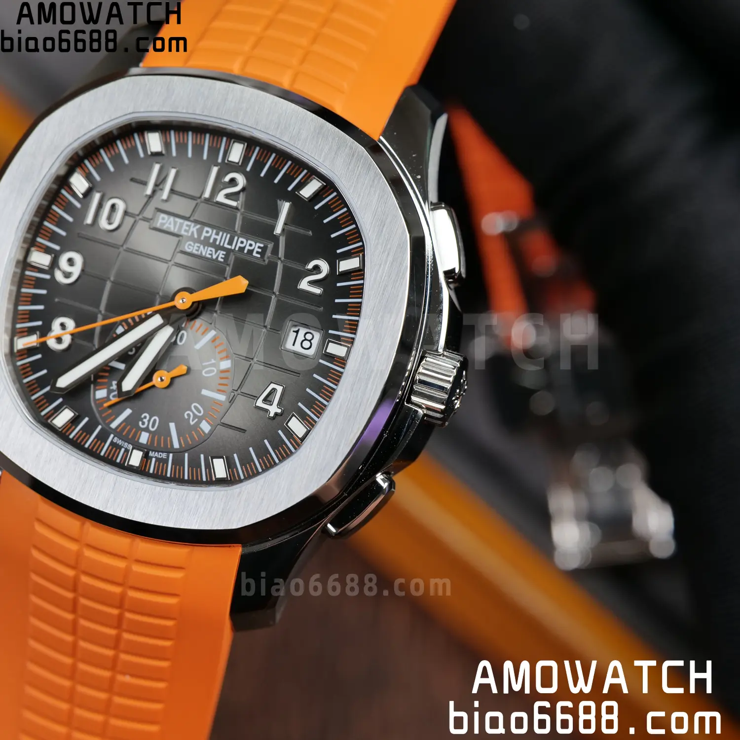 PP Aquanaut 5968 SS DDF 1:1 Best Edition Gray Dial on Orange Rubber Strap A520 70 773a0da7b4793cb AMO Watch