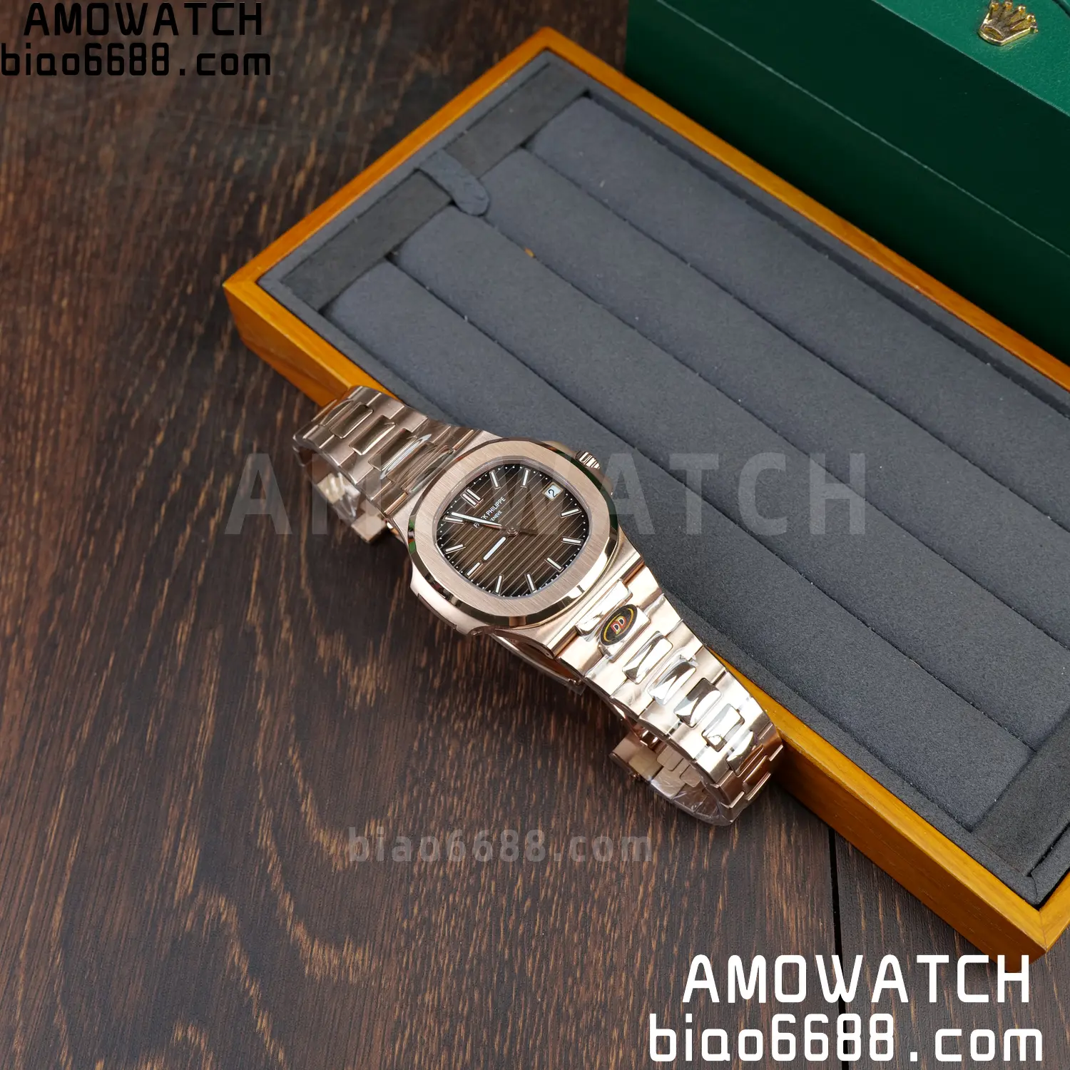 PP Nautilus 5711 RG DDF 1:1 Best Edition Brown Textured Dial on RG Bracelet DD324 (Weighted) 34 784dc3677701ea2 AMO Watch