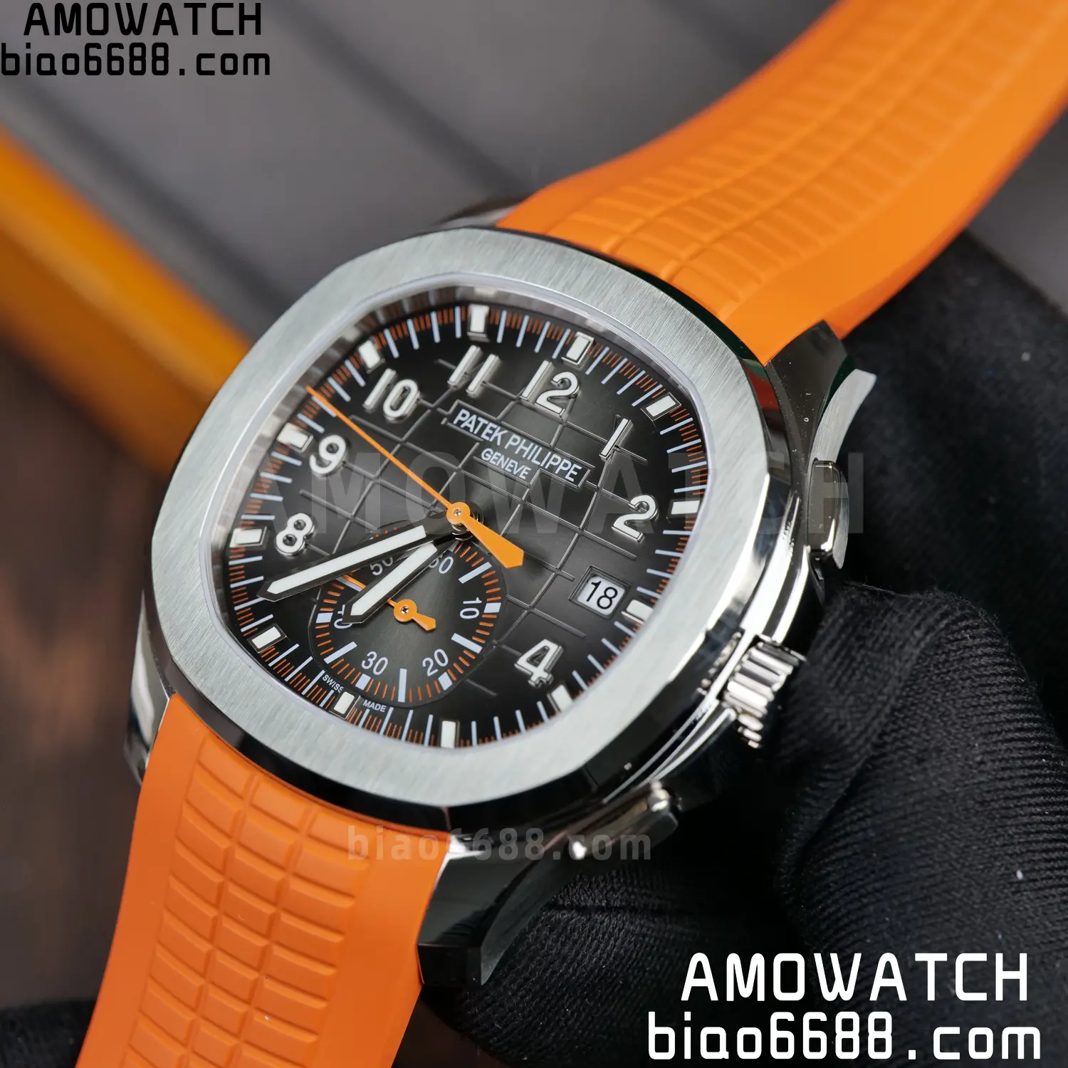 PP Aquanaut 5968 SS DDF 1:1 Best Edition Gray Dial on Orange Rubber Strap A520 72 7afb186b30e1058 AMO Watch