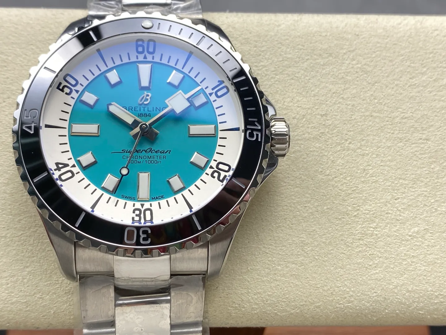 Breitling Superocean 44 SS TF Factory 1:1 Best Edition Black Ceramic Bezel Green Dial on SS Bracelet A2824 19 7b7bc337059ee9d AMO Watch
