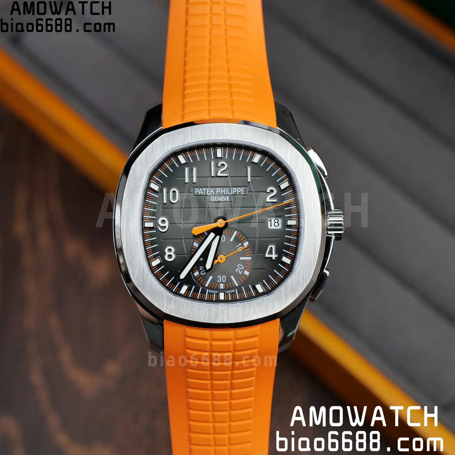 PP Aquanaut 5968 SS DDF 1:1 Best Edition Gray Dial on Orange Rubber Strap A520 65 7fa295eb03e4ed0 AMO Watch