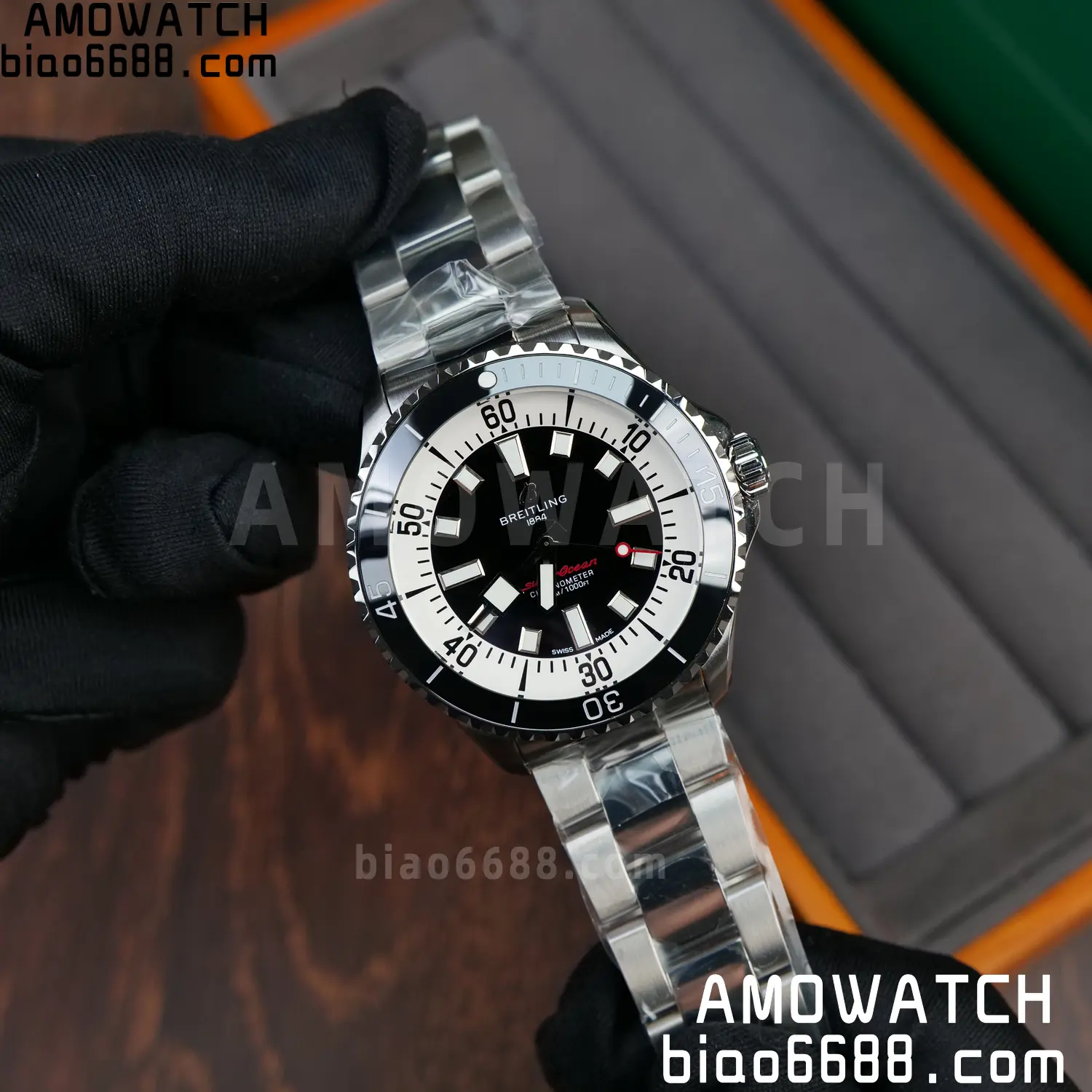 Breitling Superocean 44 SS TF Factory 1:1 Best Edition Black Dial on SS Bracelet A2824 57 8018201ae98d82e AMO Watch