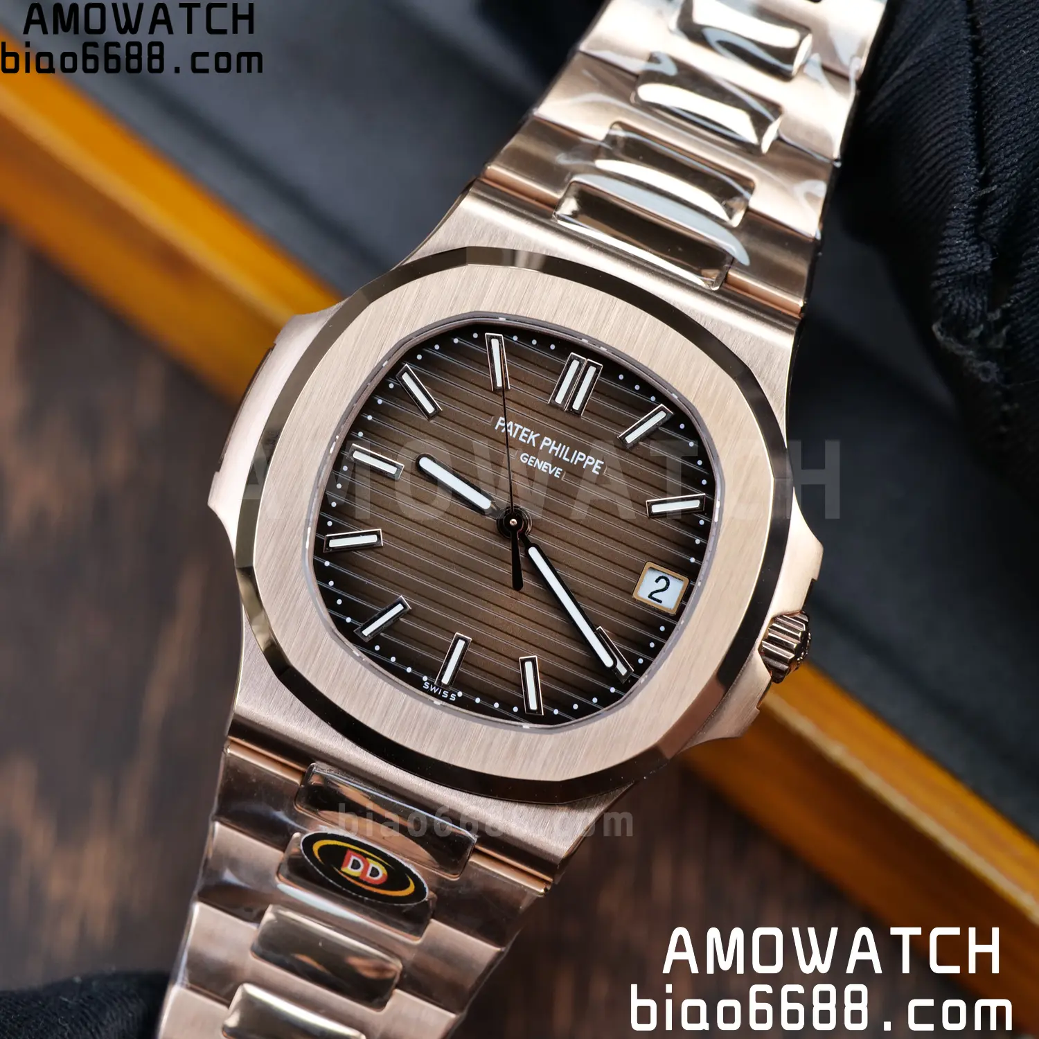 PP Nautilus 5711 RG DDF 1:1 Best Edition Brown Textured Dial on RG Bracelet DD324 (Weighted) 44 80bffe3072319bf AMO Watch
