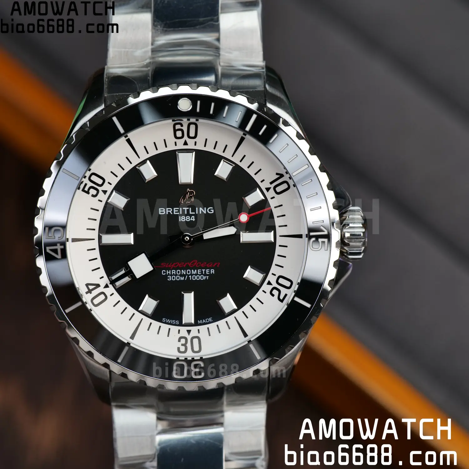 Breitling Superocean 42 SS BLF 1:1 Best Edition Black Dial on SS Bracelet A2824 80 8936a489515a967 AMO Watch