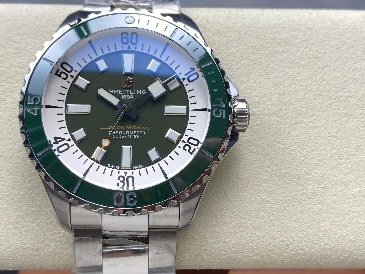 Breitling Superocean 44 SS TF Factory 1:1 Best Edition Green Ceramic Bezel Green Dial on SS Bracelet A2824 19 8dd533335139ef7 AMO Watch