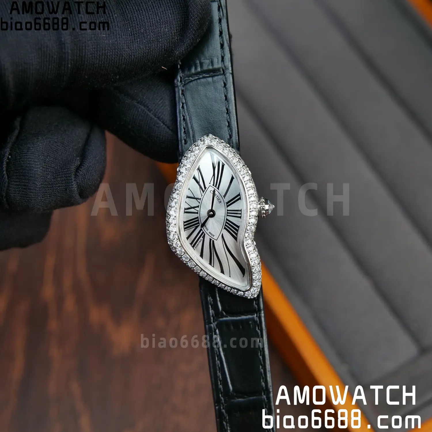 Cartier CRASH 23mm SS White dial Quartz Black Strap 21 8e902c8fc255567 阿默表行AmoWatch