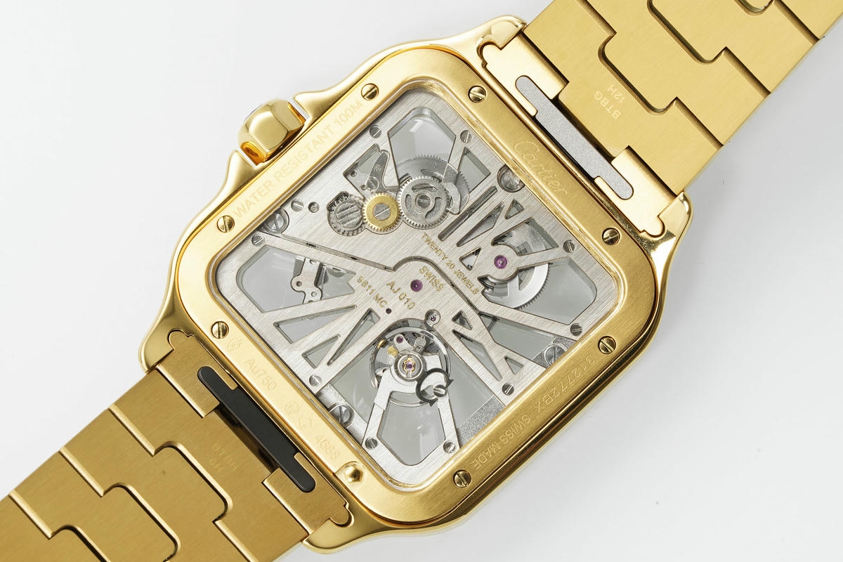 Cartier Santos Skeleton YG RICH 1:1 Best Edition Skeleton Dial on YG Bracelet 9611MC Super Clone V2 25 8fd8ea04a6b518d 阿默表行AmoWatch