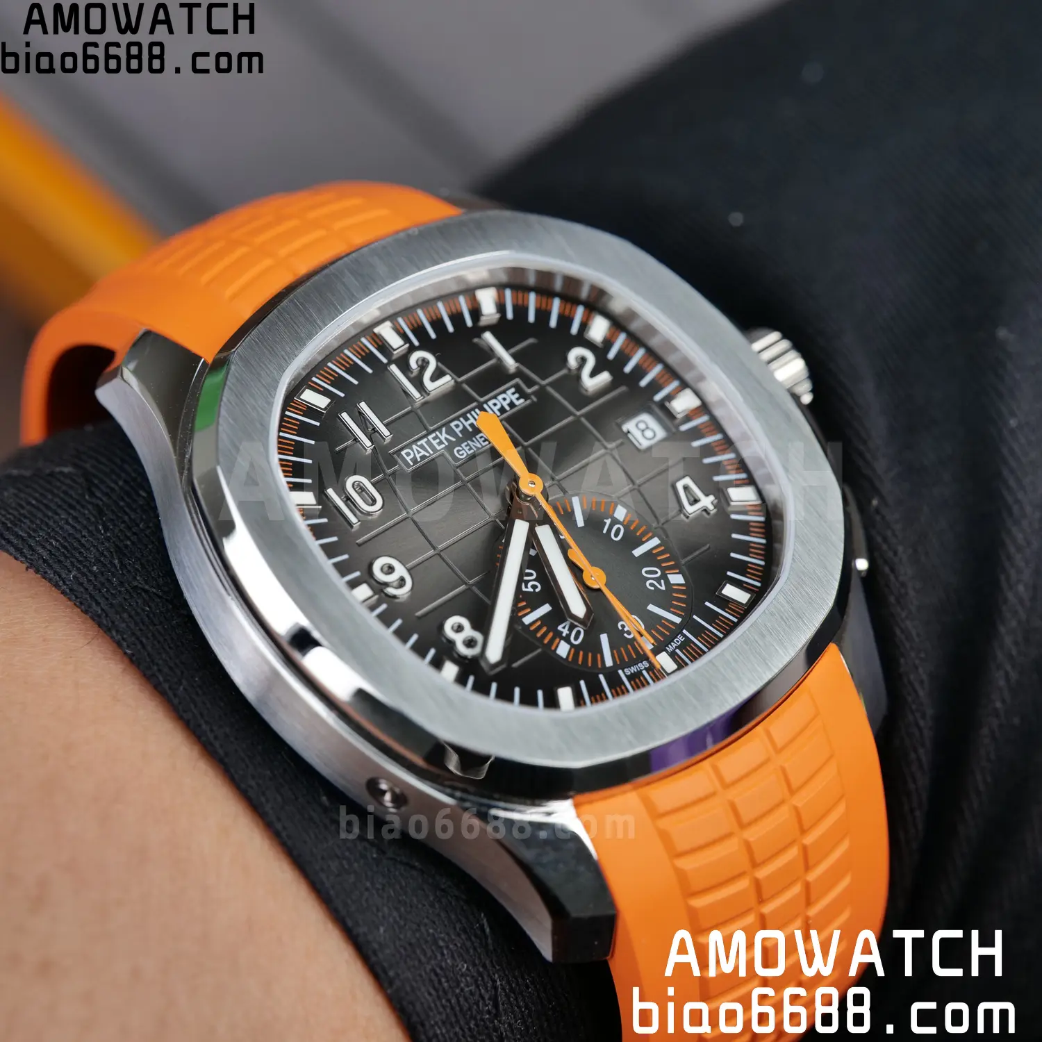 PP Aquanaut 5968 SS DDF 1:1 Best Edition Gray Dial on Orange Rubber Strap A520 88 9140541fa36ba8f AMO Watch