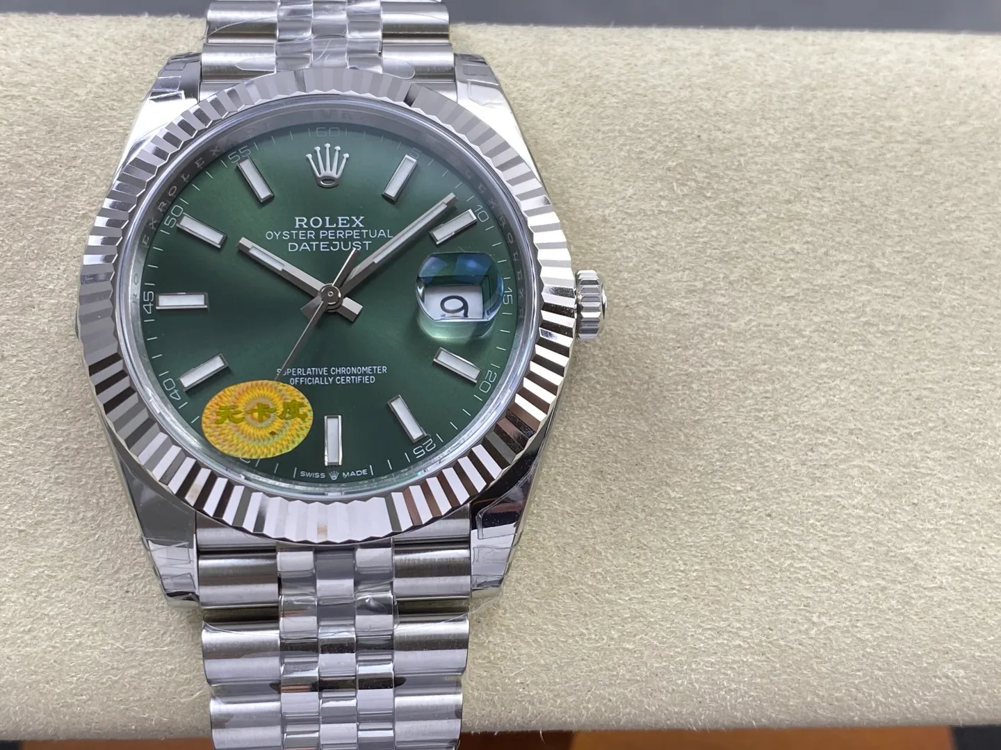 ROLEX DateJust 41mm SS 126334 VSF 1:1 Best Edition 904L Steel Green Stick Dial on Jubilee Bracelet V2s (Free Sprung) 28 94b91fb96d50564 AMO Watch