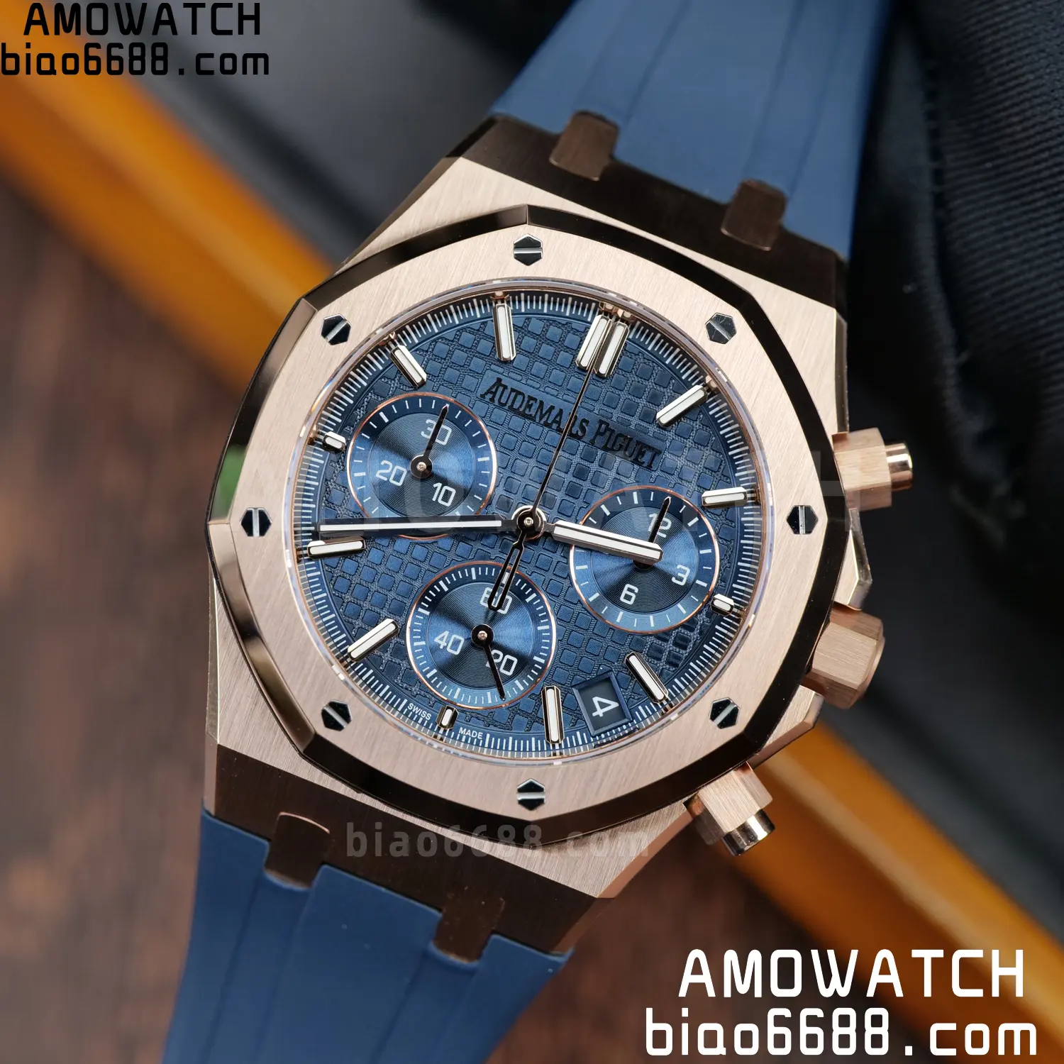 AP Royal Oak Chrono 26240 RG DDF 1:1 Best Edition White Dial on Blue Rubber Strap DD4401 Super Clone Weight (SW Dial) 30 9f79c47a928bb38 AMO Watch