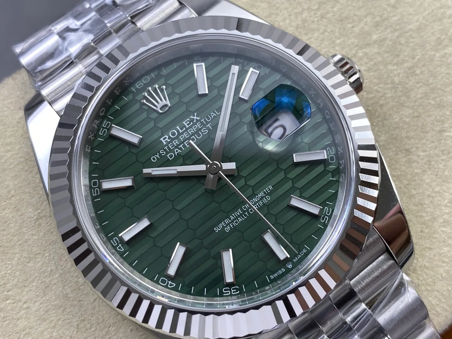 Rolex DateJust 41 126334 RWF 1:1 Best Edition Green Textured Stick Dial on Jubilee Bracelet JH3235 (Free Sprung) 24 a1df3e651e444af 阿默表行AmoWatch