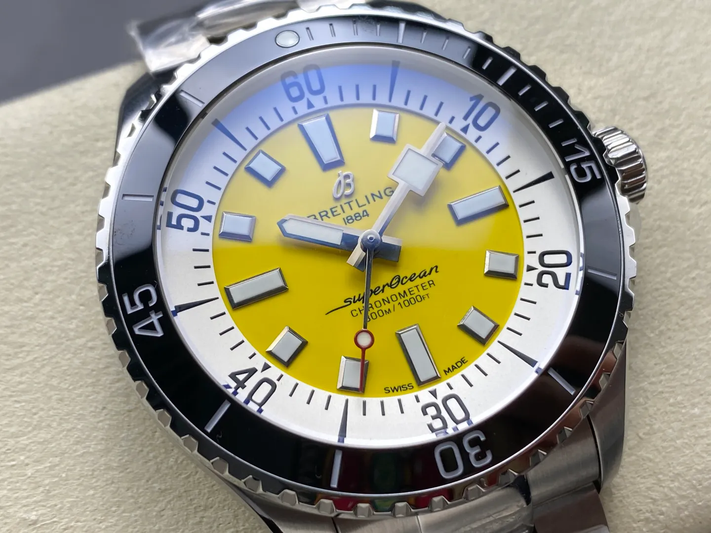 Breitling Superocean 44 SS TF Factory 1:1 Best Edition Black Ceramic Bezel Yellow Dial on SS Bracelet A2824 20 af17a8eb9a4bd94 AMO Watch